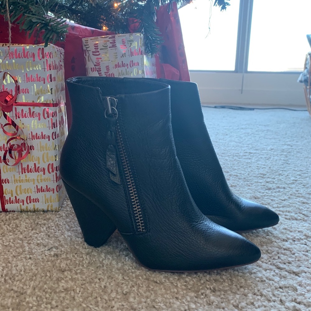 Black zip up pointy booties